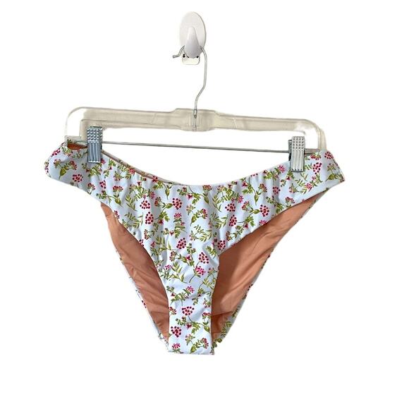 J. Crew Floral Berry Bikini Bottom Blue Size Large NEW - Picture 1 of 6